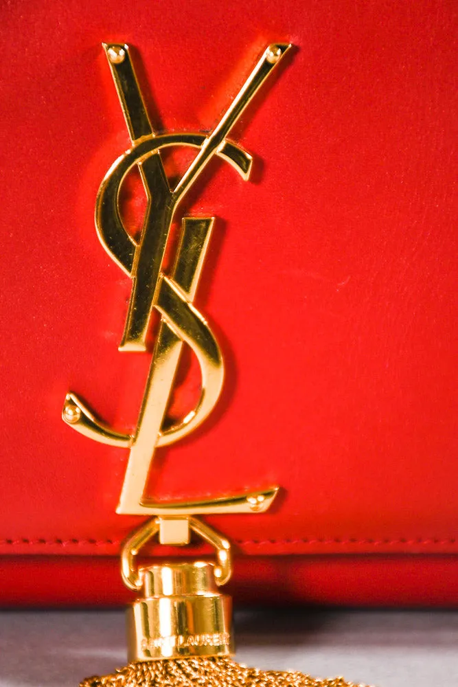 Saint Laurent Red Leather Kate Crossbody Tassel