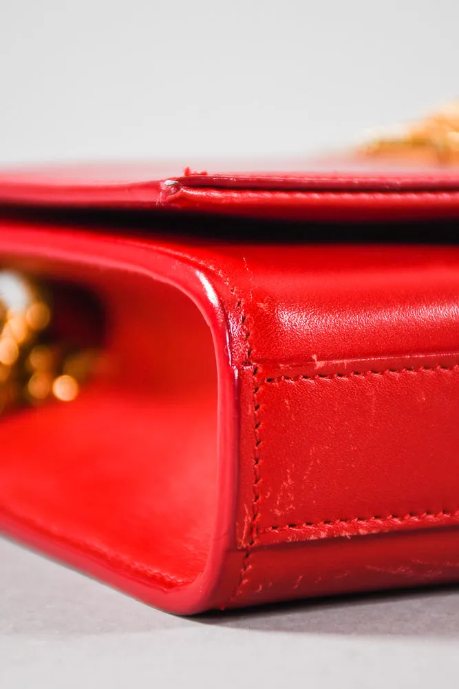 Saint Laurent Red Leather Kate Crossbody Tassel