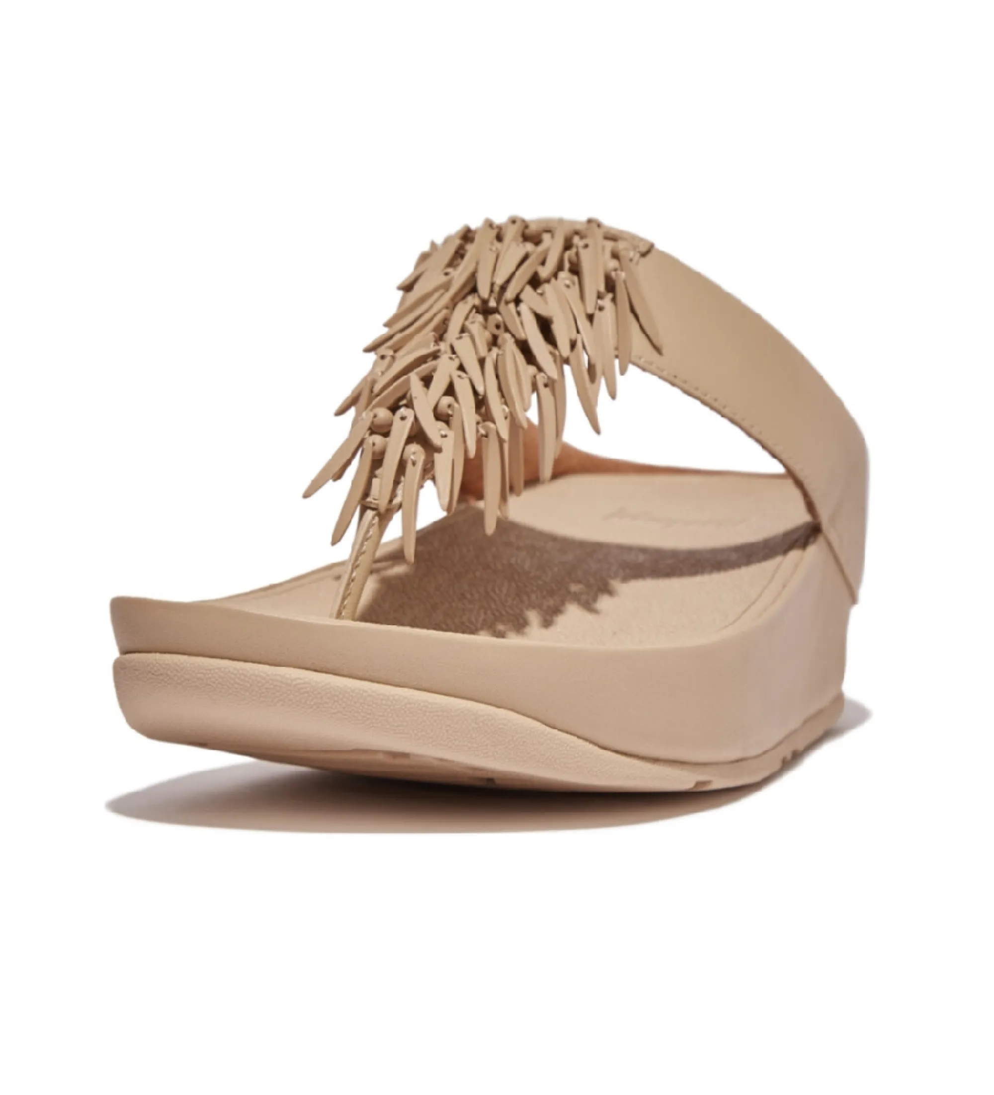 Sandalias de piel Rumba Beaded beige