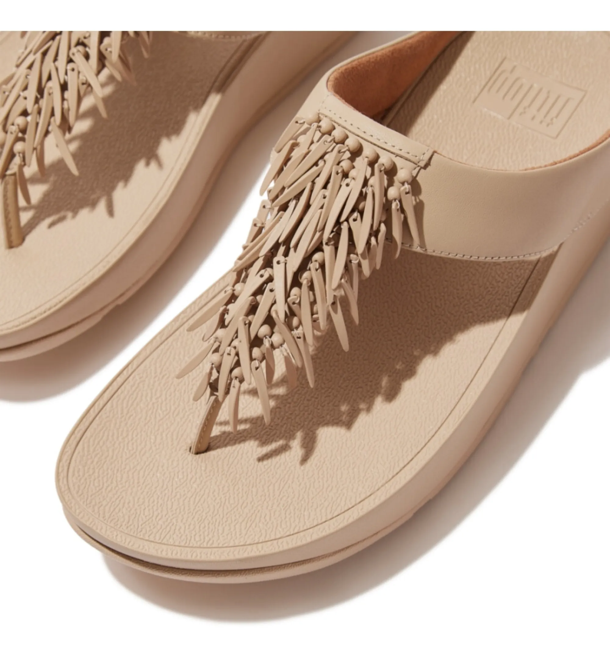 Sandalias de piel Rumba Beaded beige