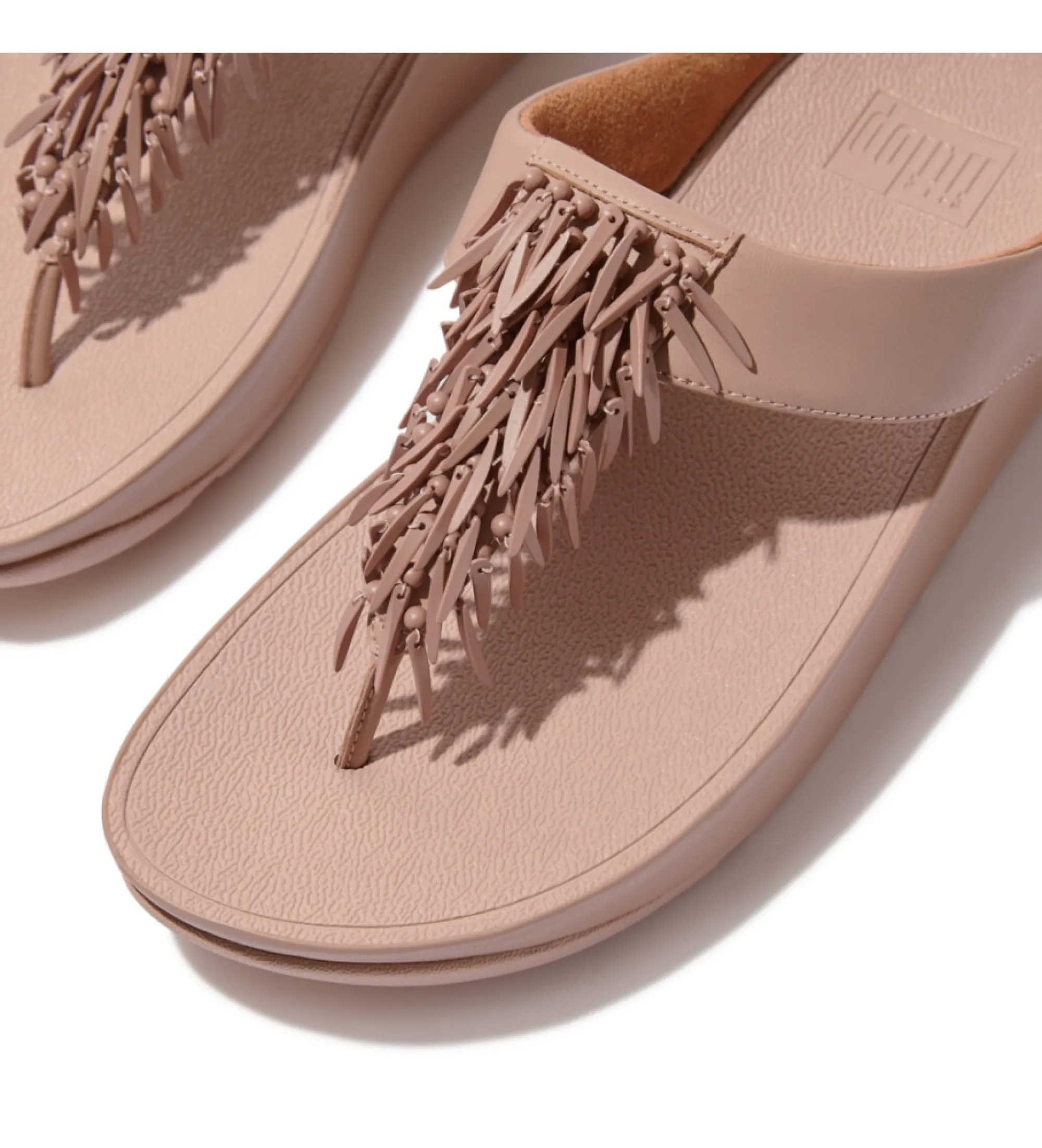 Sandalias de piel Rumba Beaded rosa