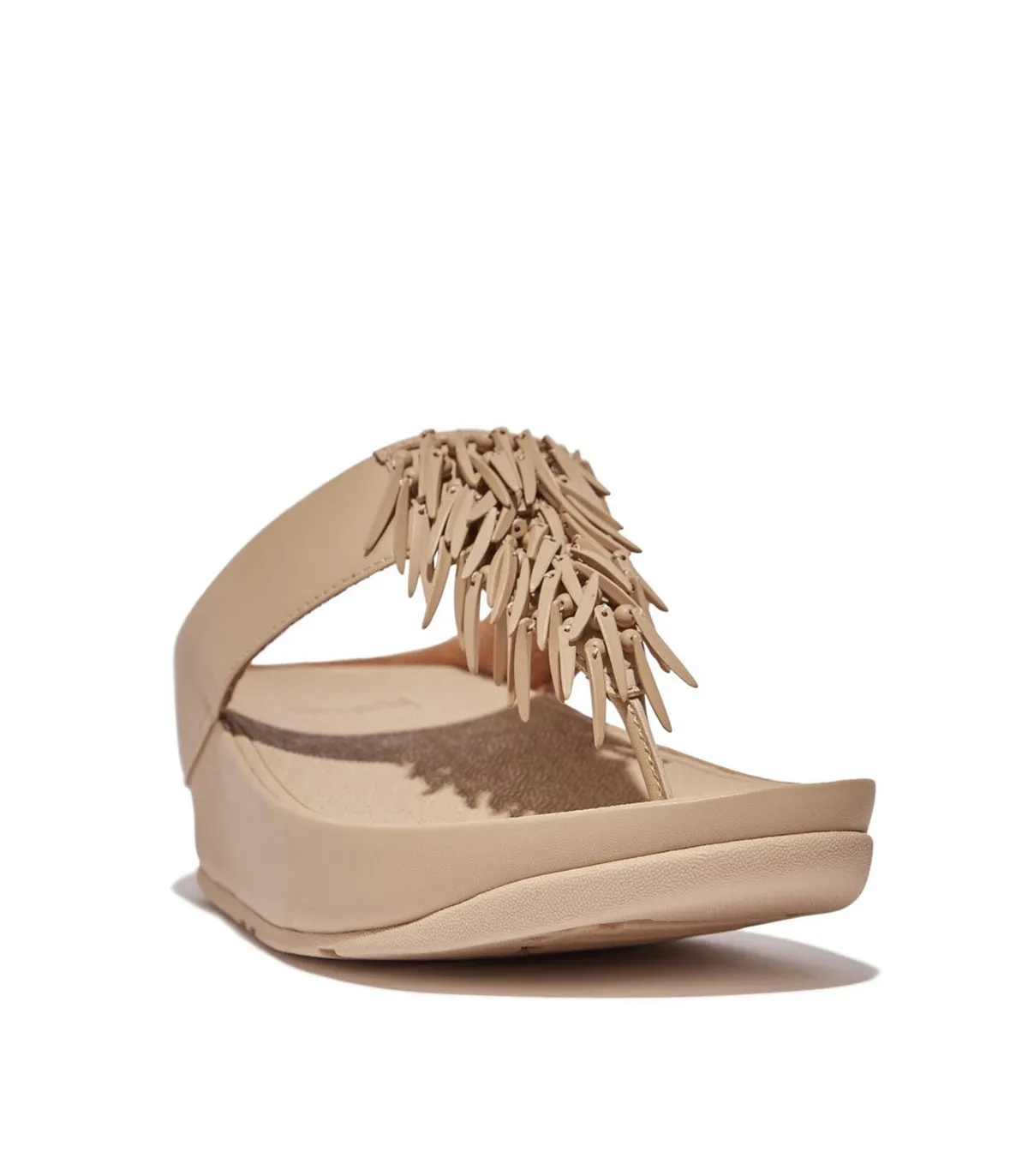 SANDALIAS SLIP ON CON ABALORIOS BEIGE FITFLOP HQ4-A94 RUMBA BEADED