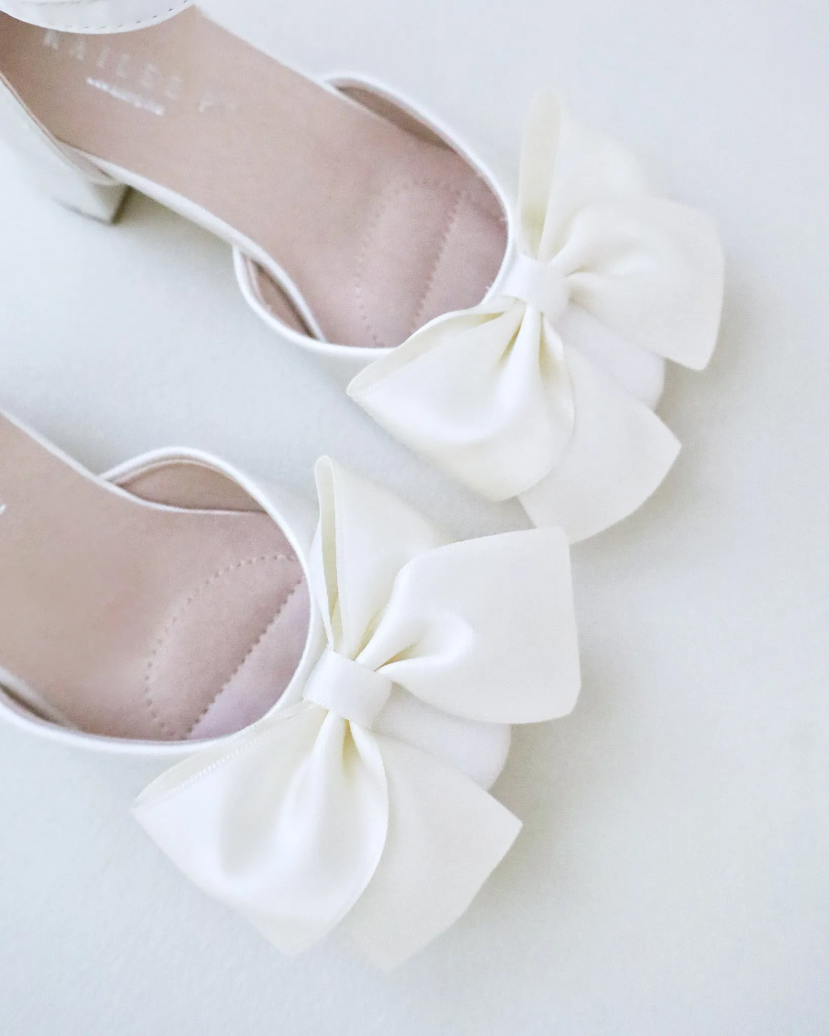 Satin Block Heel Shoes for Girls with Satin Bow