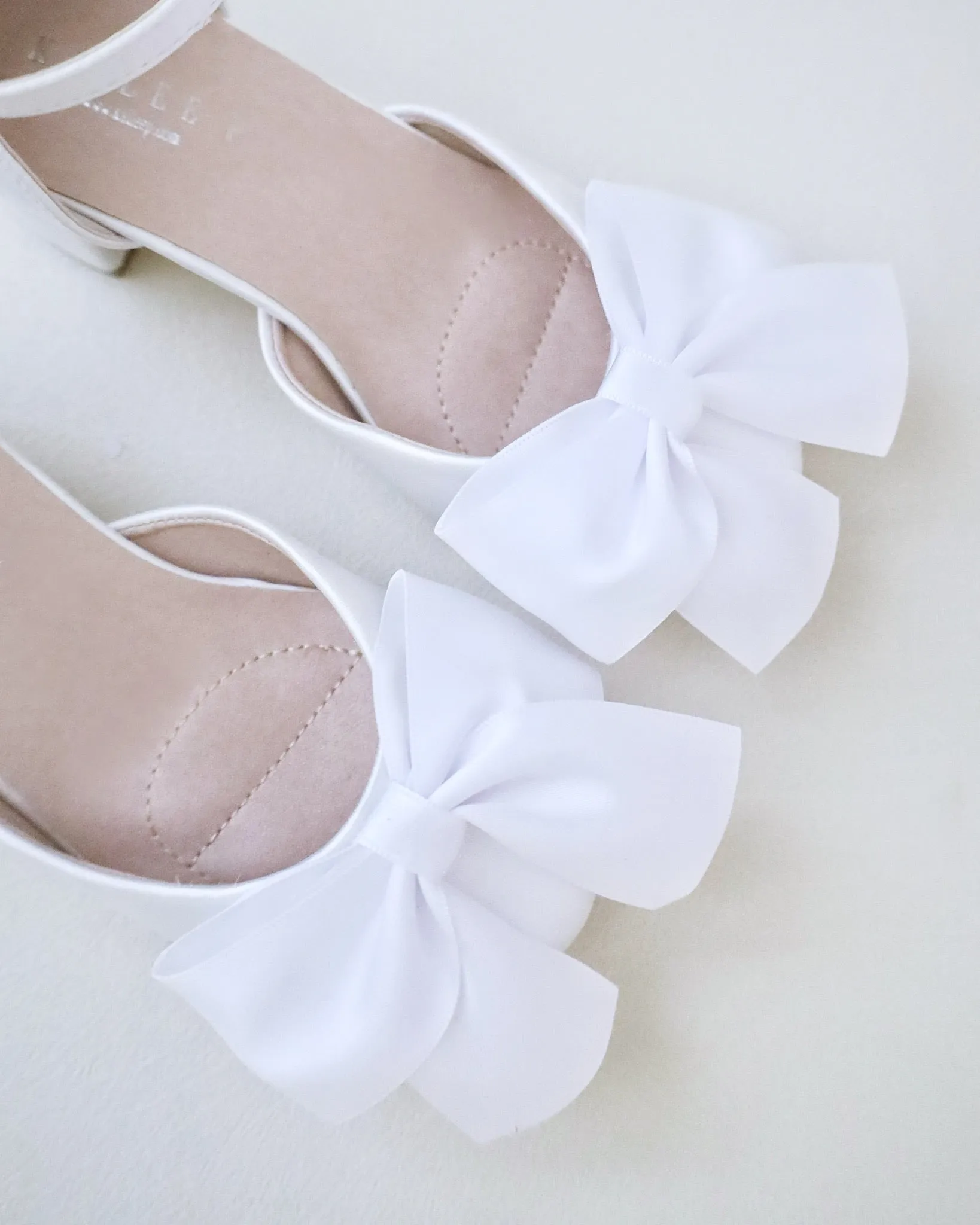 Satin Block Heel Shoes for Girls with Satin Bow