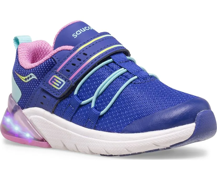 Saucony Kids Flash Glow 2.0 Girls Athletic Velcro Shoes- Navy/Pink