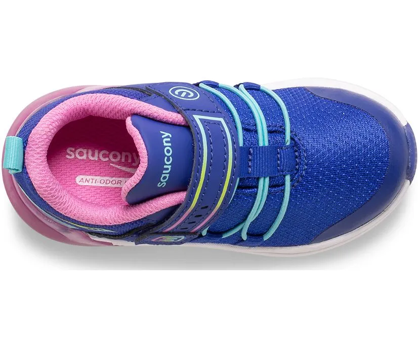 Saucony Kids Flash Glow 2.0 Girls Athletic Velcro Shoes- Navy/Pink