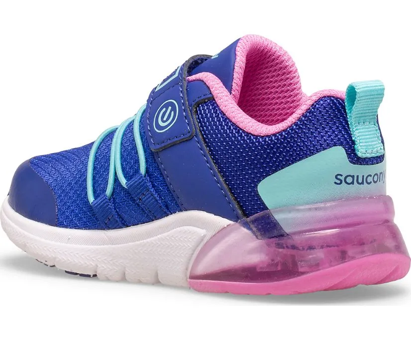 Saucony Kids Flash Glow 2.0 Girls Athletic Velcro Shoes- Navy/Pink