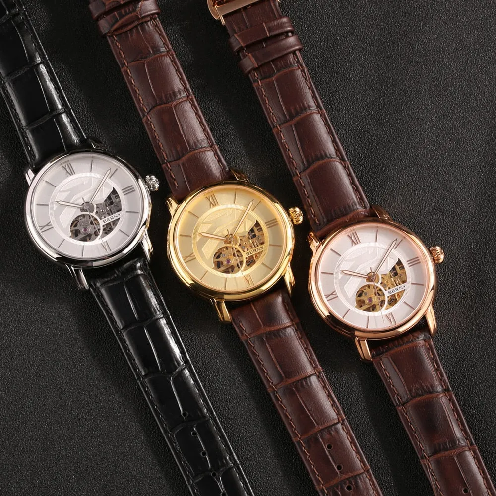 Skeleton Watches for Men Automatic Mechanical Watch Self Winding Sapphire Citizen 8N24 Luxury Gold