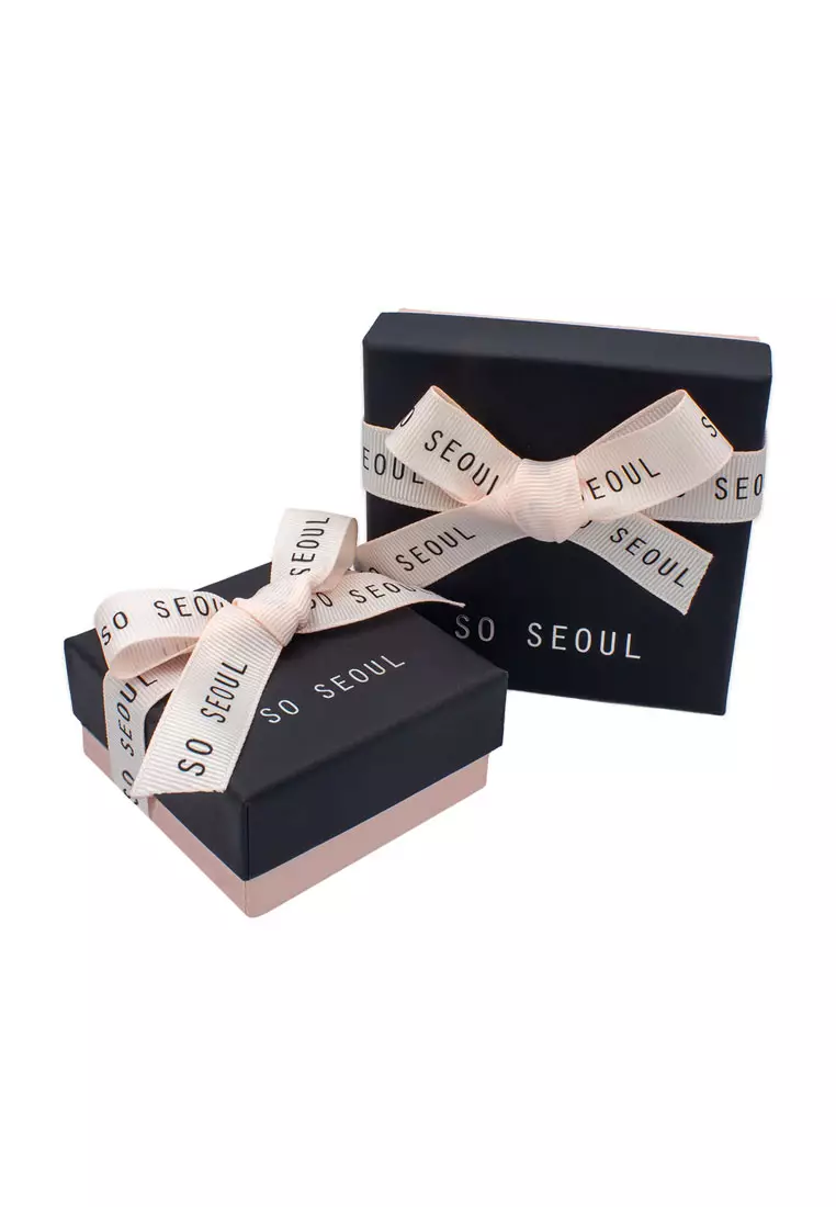 SO SEOUL Claire Mother of Pearl with Square Austrian Crystal Rose Gold Hinged Bangle