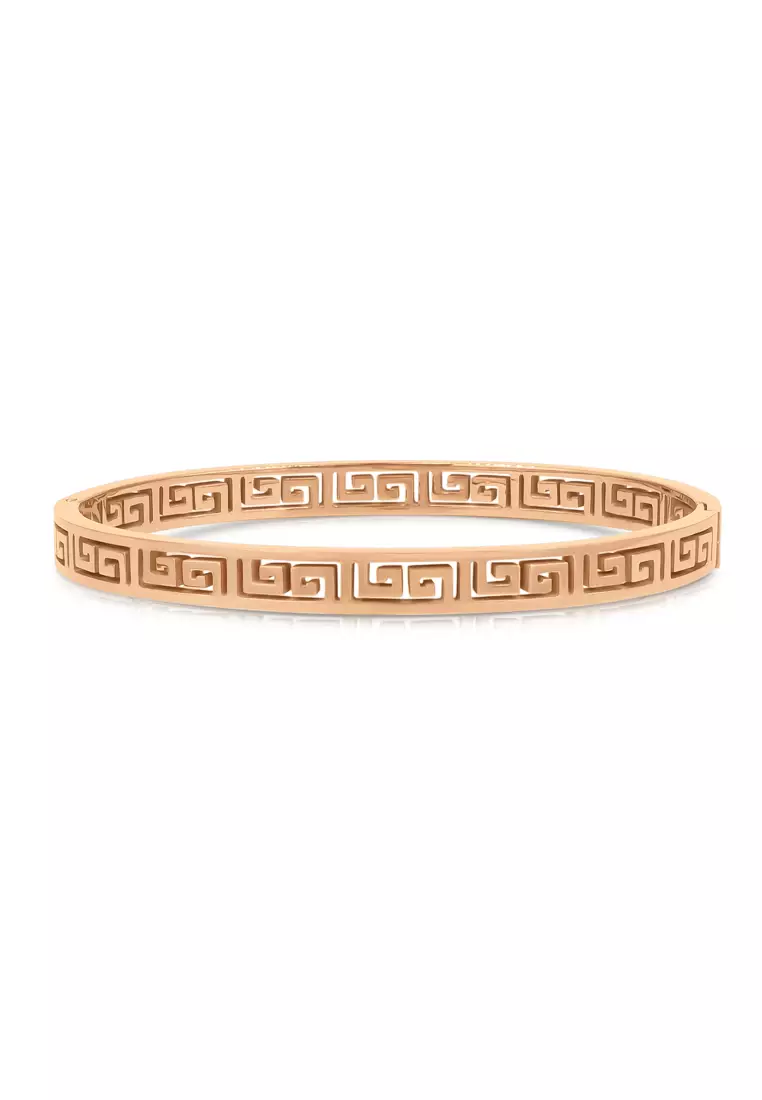 SO SEOUL Greek Meander Key Rose Gold Hinged Bangle