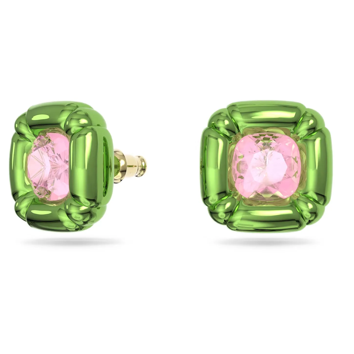 Swarovski Dulcis Stud Earrings Cushion cut, Green -5600778