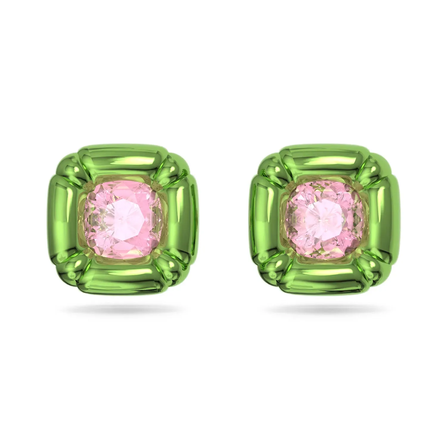 Swarovski Dulcis Stud Earrings Cushion cut, Green -5600778