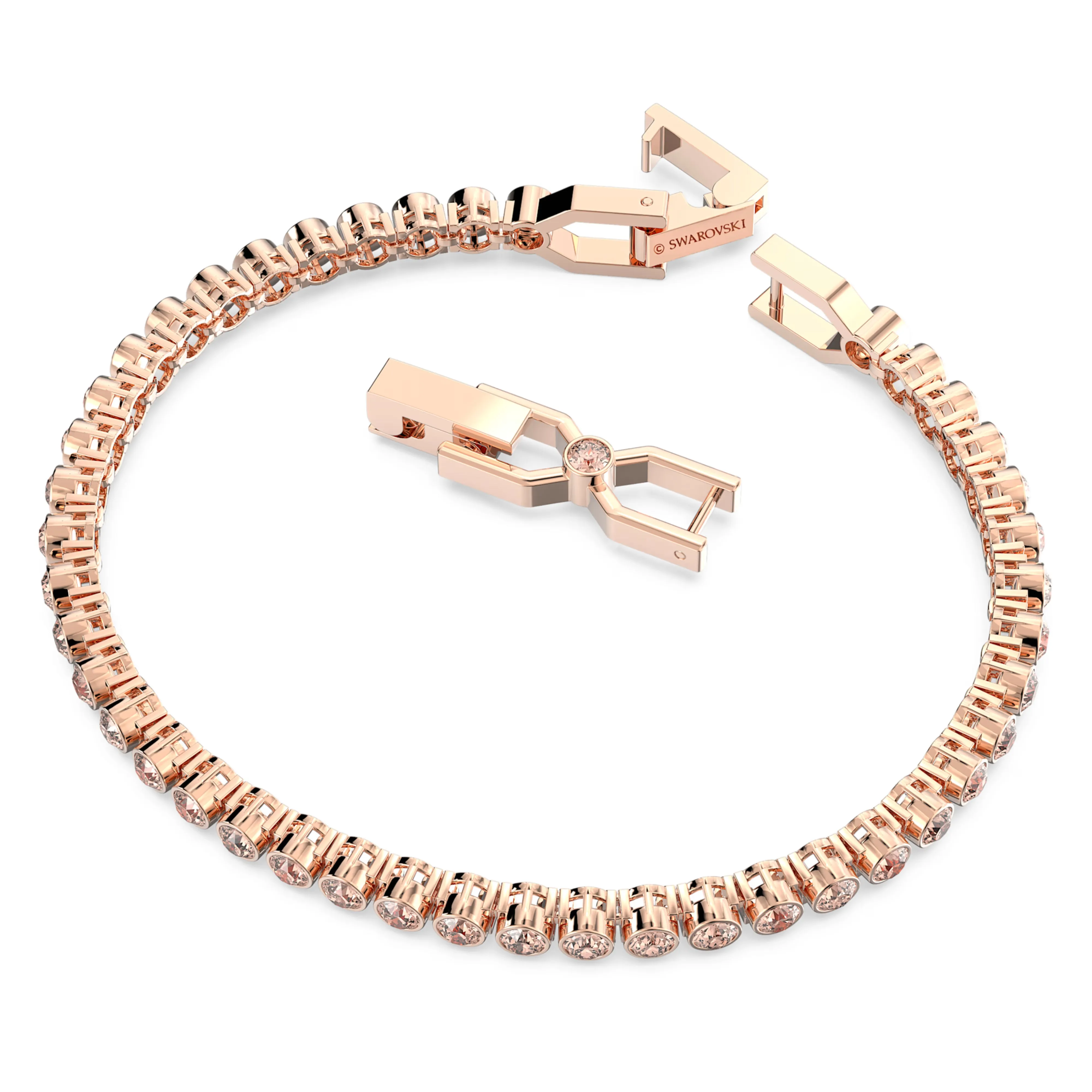 Swarovski Emily bracelet Round cut, Pink, Rose gold-tone plated -5646736