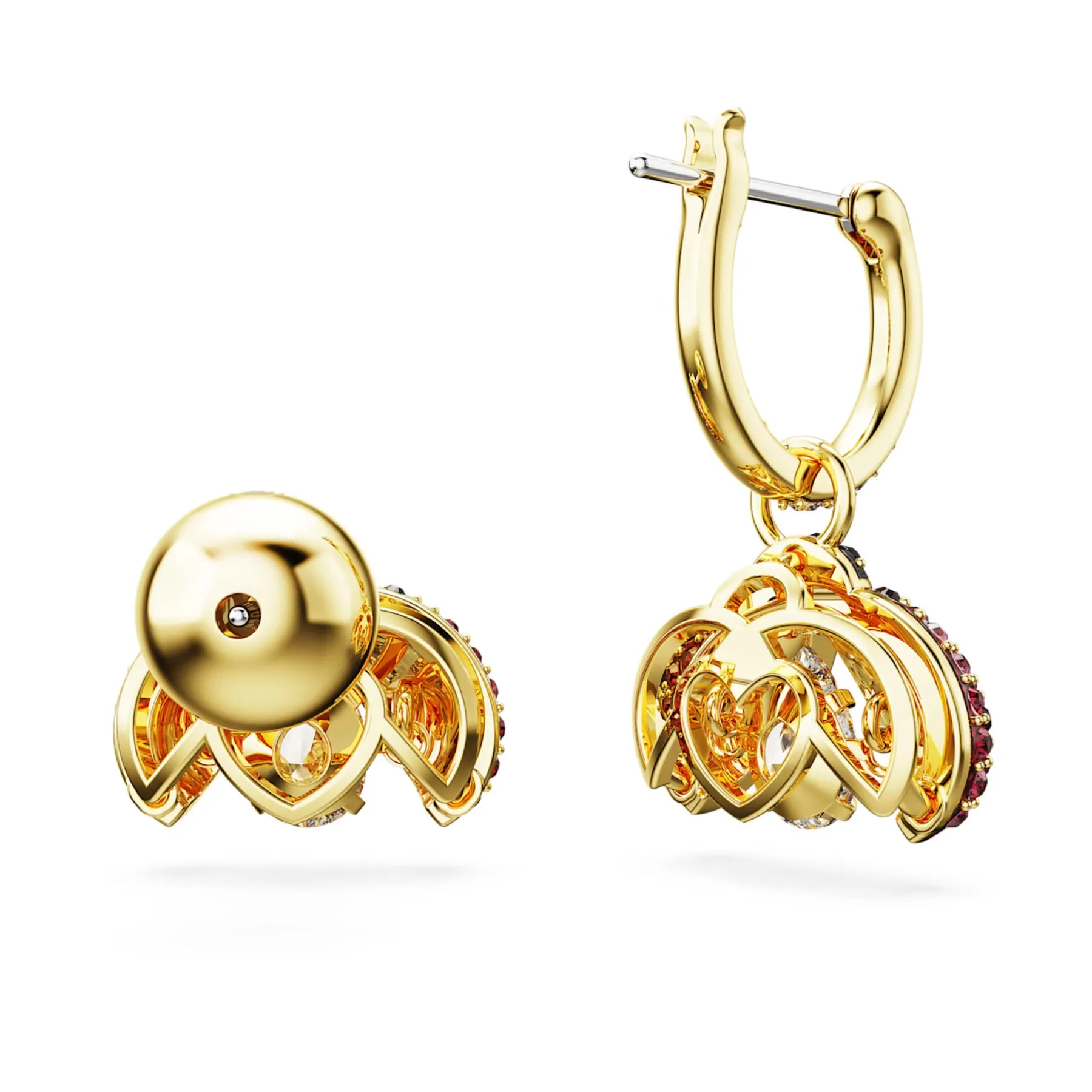 Swarovski Idyllia drop earrings Asymmetrical, Ladybug, Red, Gold-tone -5666131