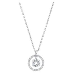 Swarovski Lavender Pendant Round shape, White, Rhodium plated -5535545