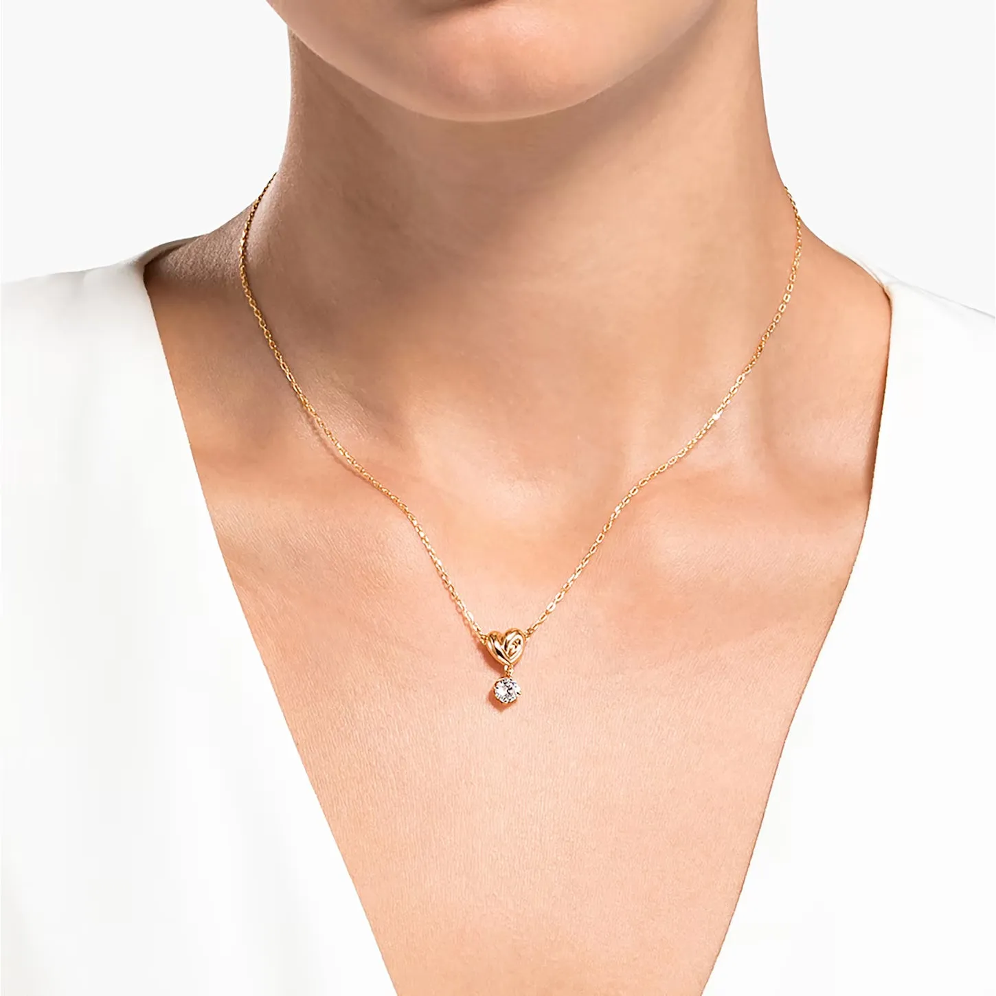 Swarovski LIFELONG HEART Pendant Necklace, White, Rose gold plated -5516542