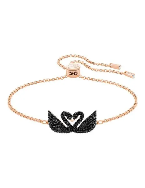 swarovski pulsera cobre fina 2 cisnes negros