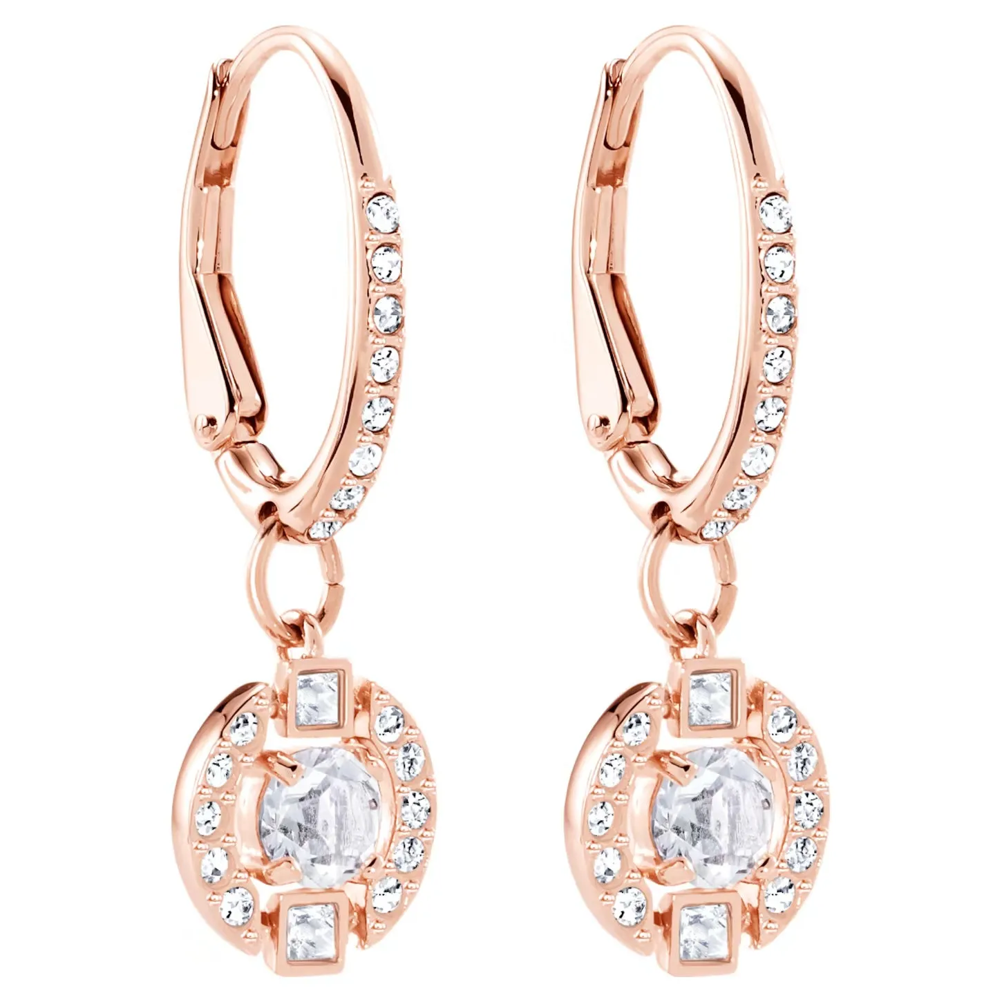 Swarovski Sparkling Dance drop earrings Round cut, White, Rose gold-tone plated -5627350