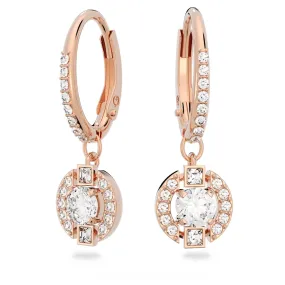 Swarovski Sparkling Dance drop earrings Round cut, White, Rose gold-tone plated -5627350