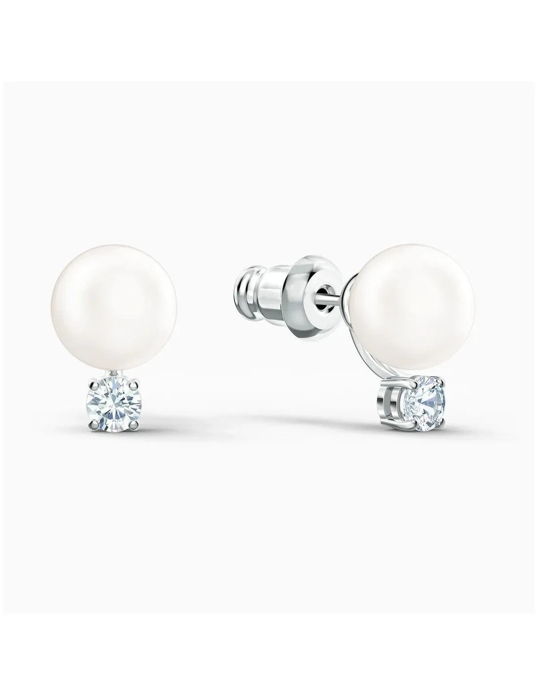 Swarovski Treasure Pearl Set Studs & Necklace, White, Rhodium plated -5569758