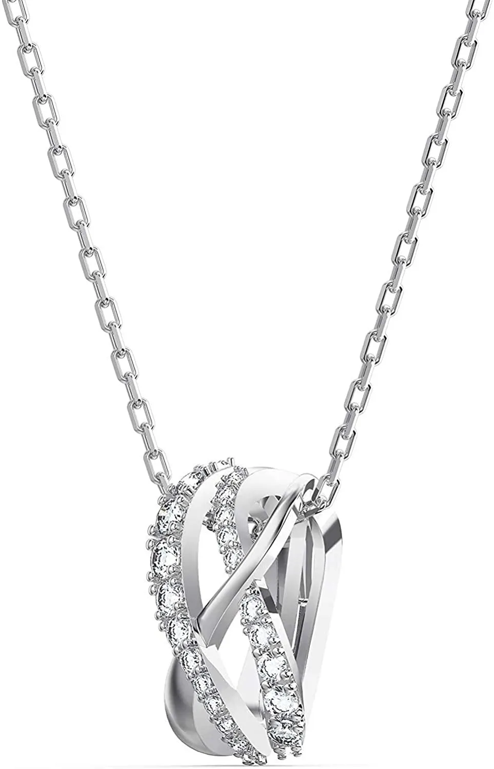 Swarovski Twist Necklace & Earrings Set, White, Rhodium Plated -5579790