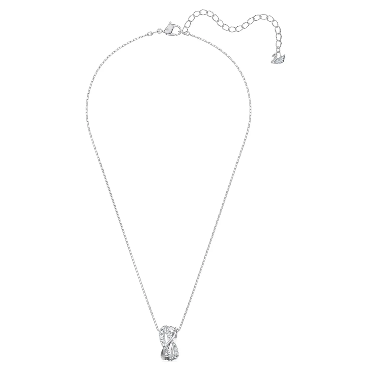 Swarovski Twist Necklace & Earrings Set, White, Rhodium Plated -5579790