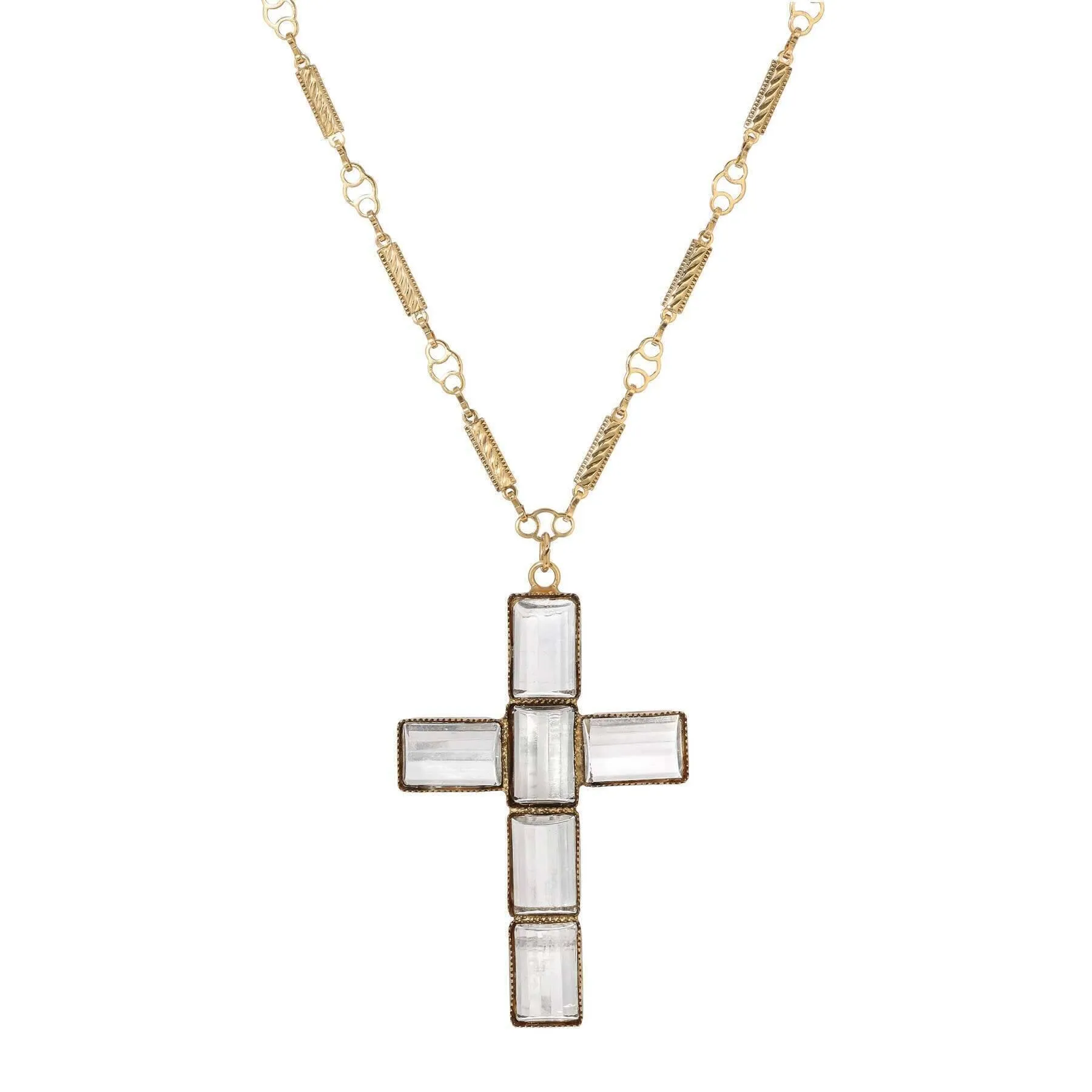 Symbols Of Faith Clear Crystal Cross Pendant Necklace 30