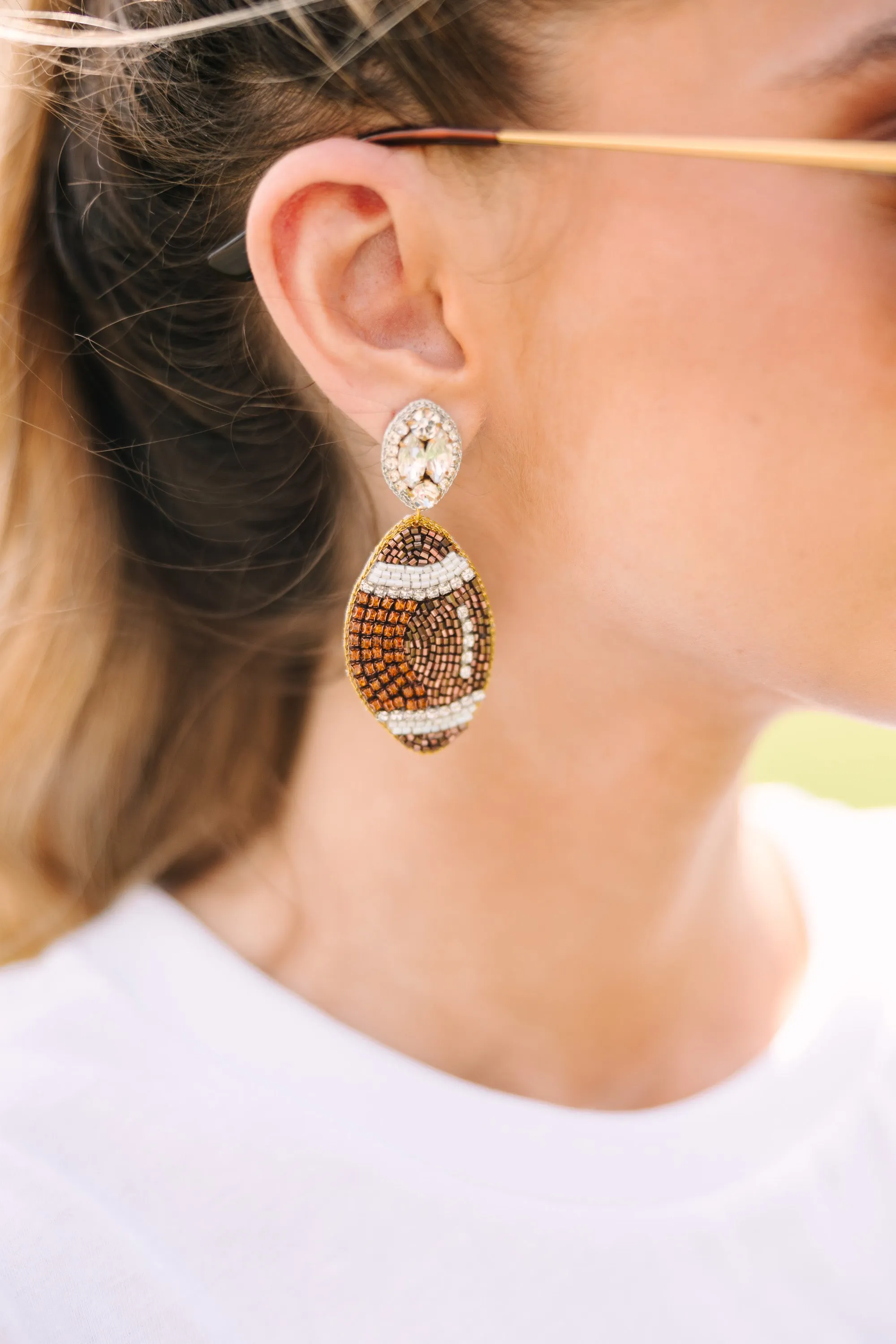 Taylor Shaye Designs: Football Beaded Earrings - Get Loud