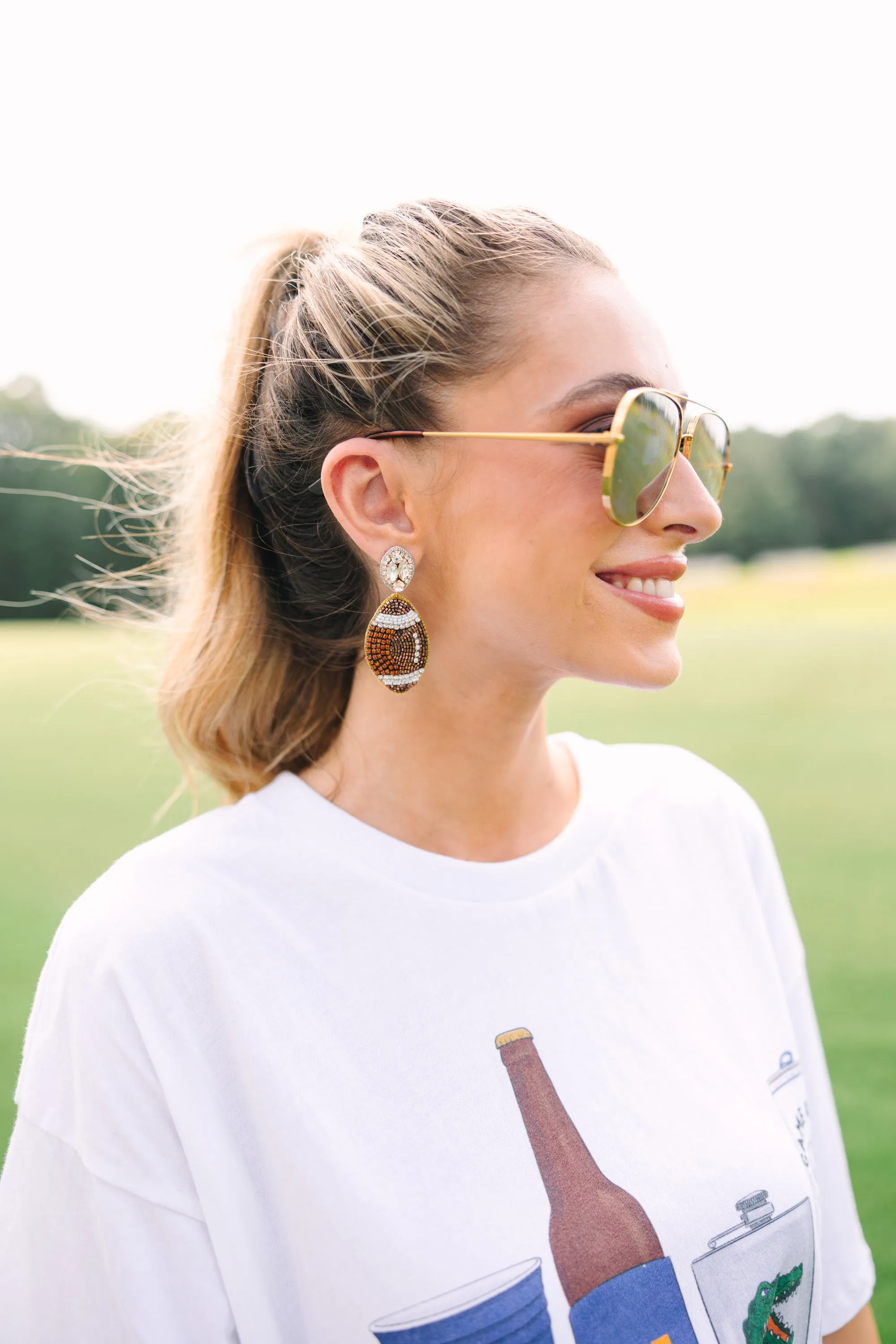 Taylor Shaye Designs: Football Beaded Earrings - Get Loud