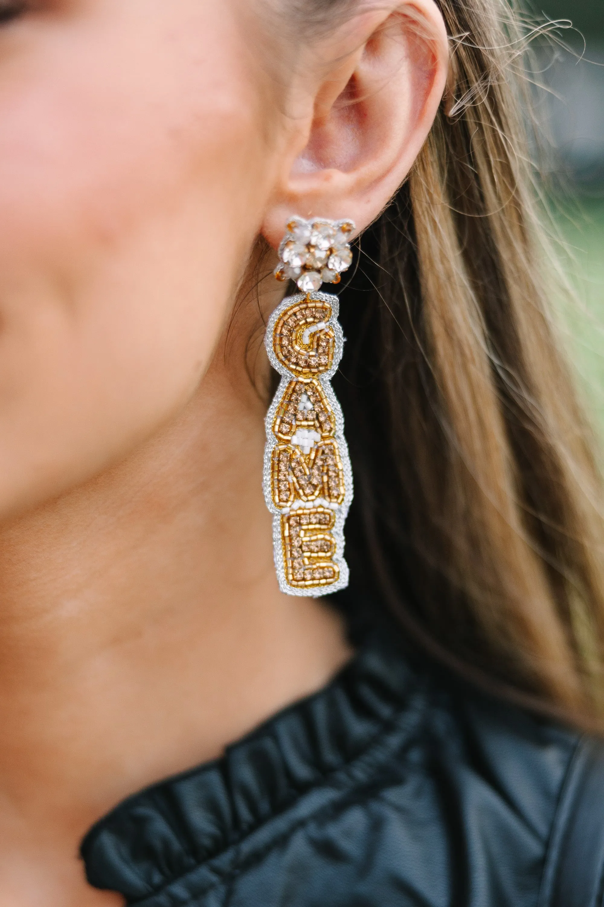 Taylor Shaye Designs: Gameday Silver and Gold Beaded Earrings