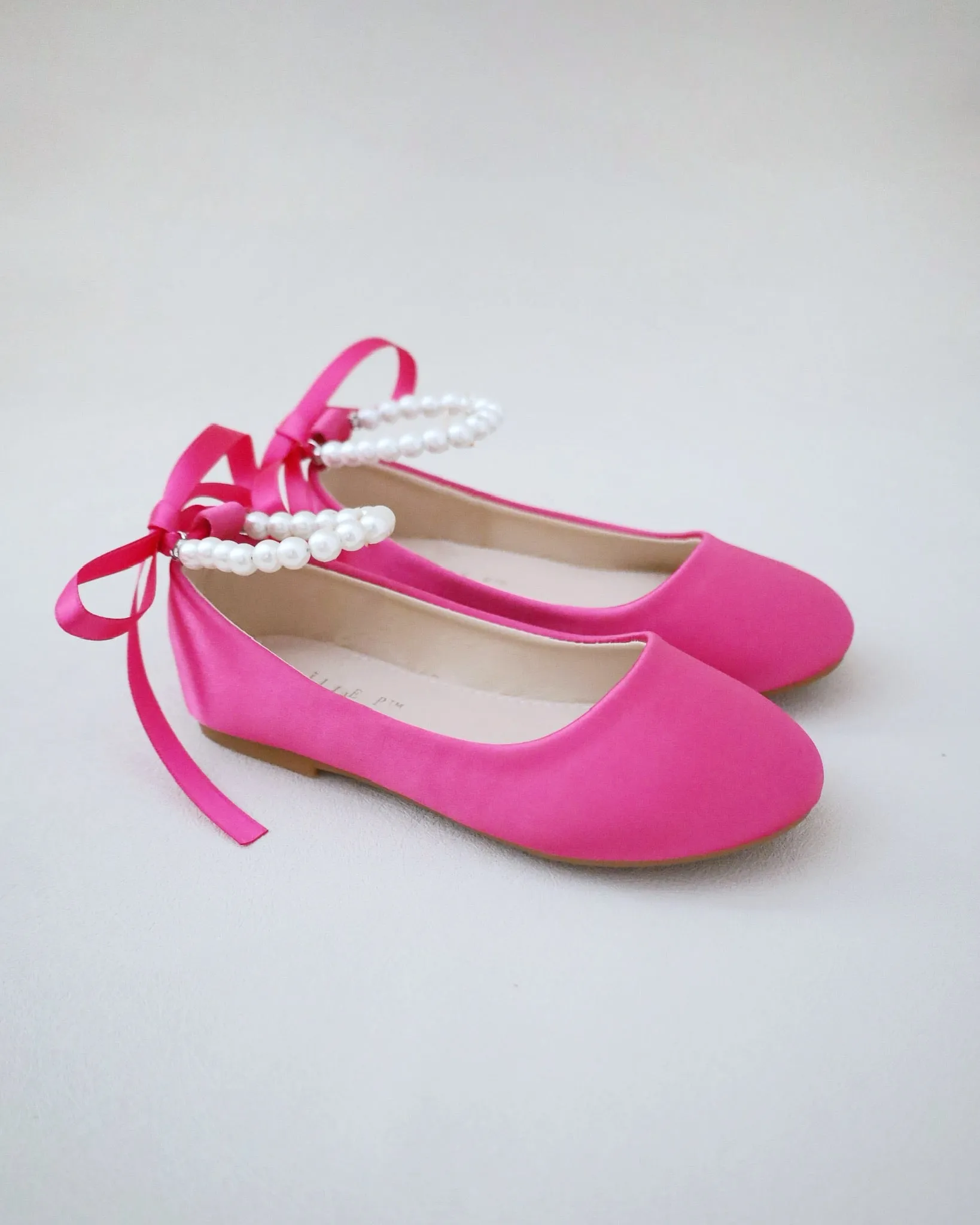 The result is Fuchsia Satin Flats with Pearl Ankle Strap