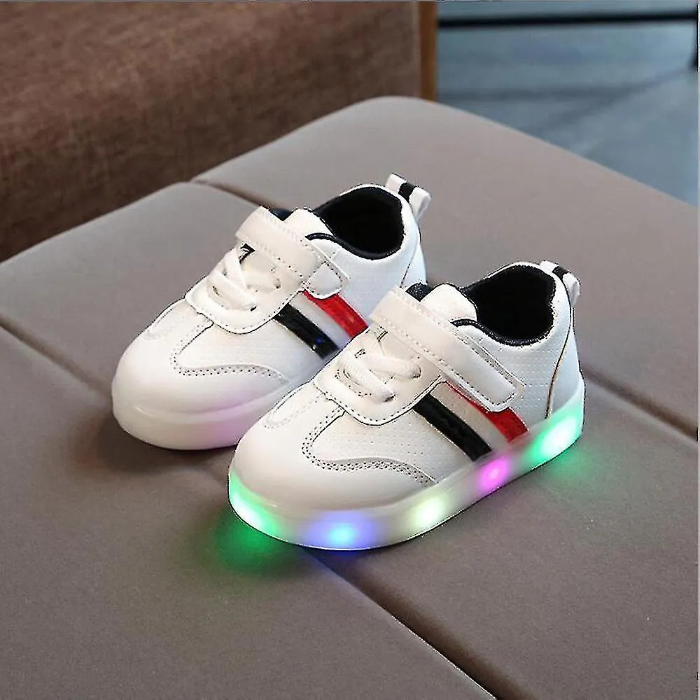 Toddler Kids Children Baby Striped Shoes Led Light Up Luminous Sneakers