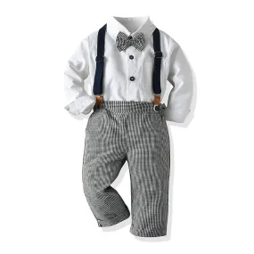 Top And Top Children Kids Formal Clothing Set Toddler Kid Gentleman Long Sleeve White Shirt+suspenders Pants Clothes Outfits