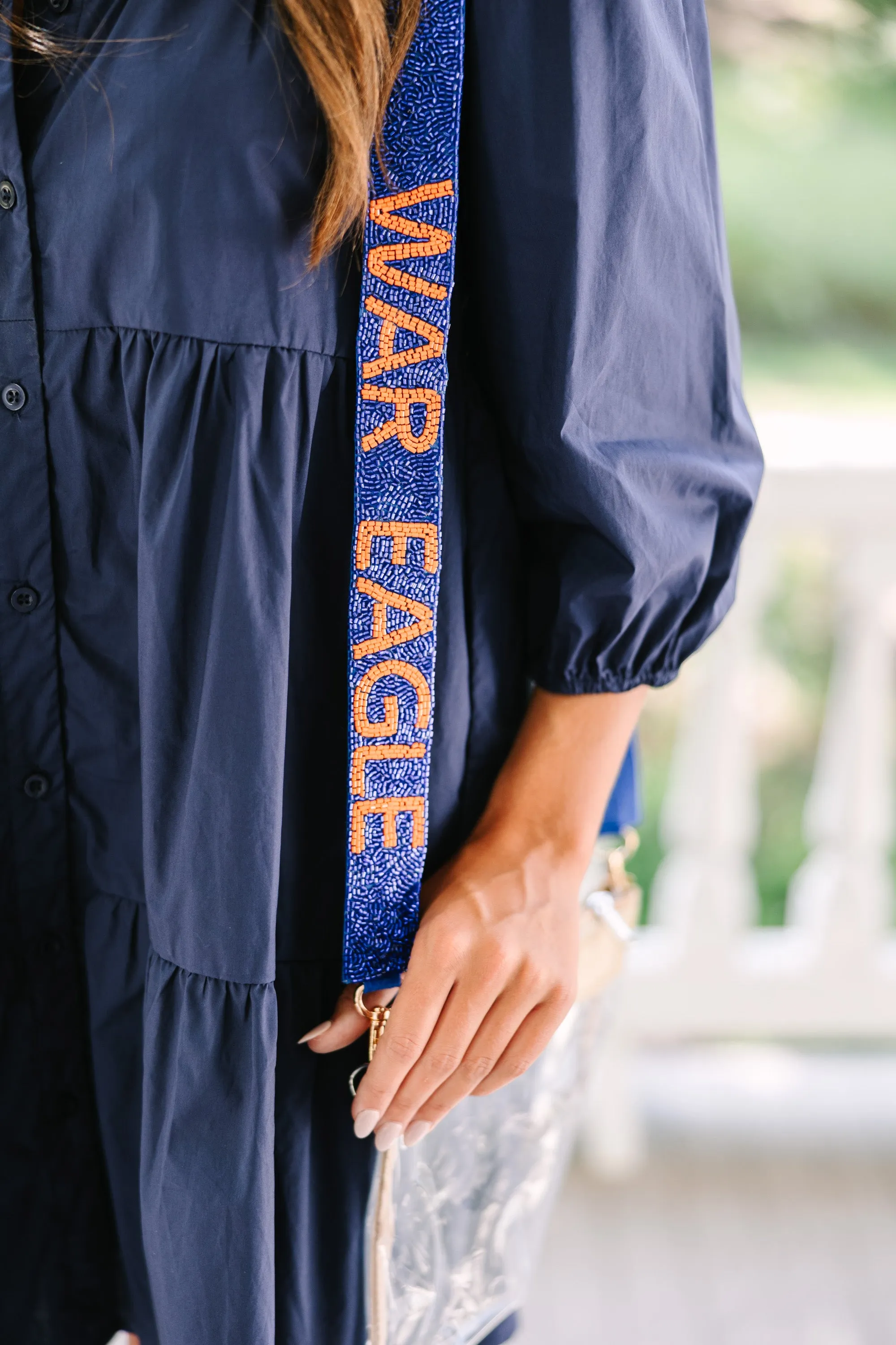 Treasure Jewels: Gameday Navy & Orange Beaded Purse Strap | Shop Now