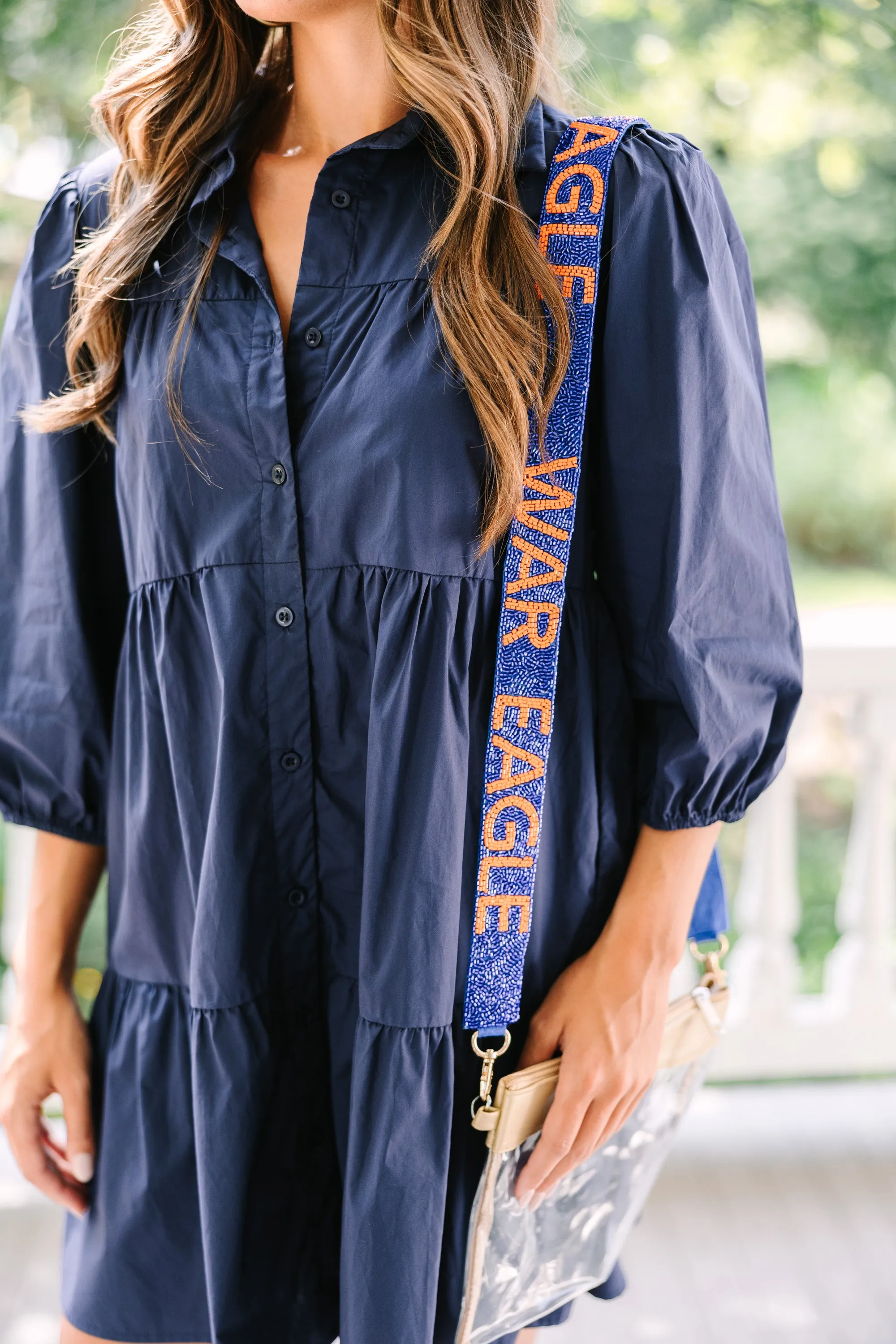 Treasure Jewels: Gameday Navy & Orange Beaded Purse Strap | Shop Now