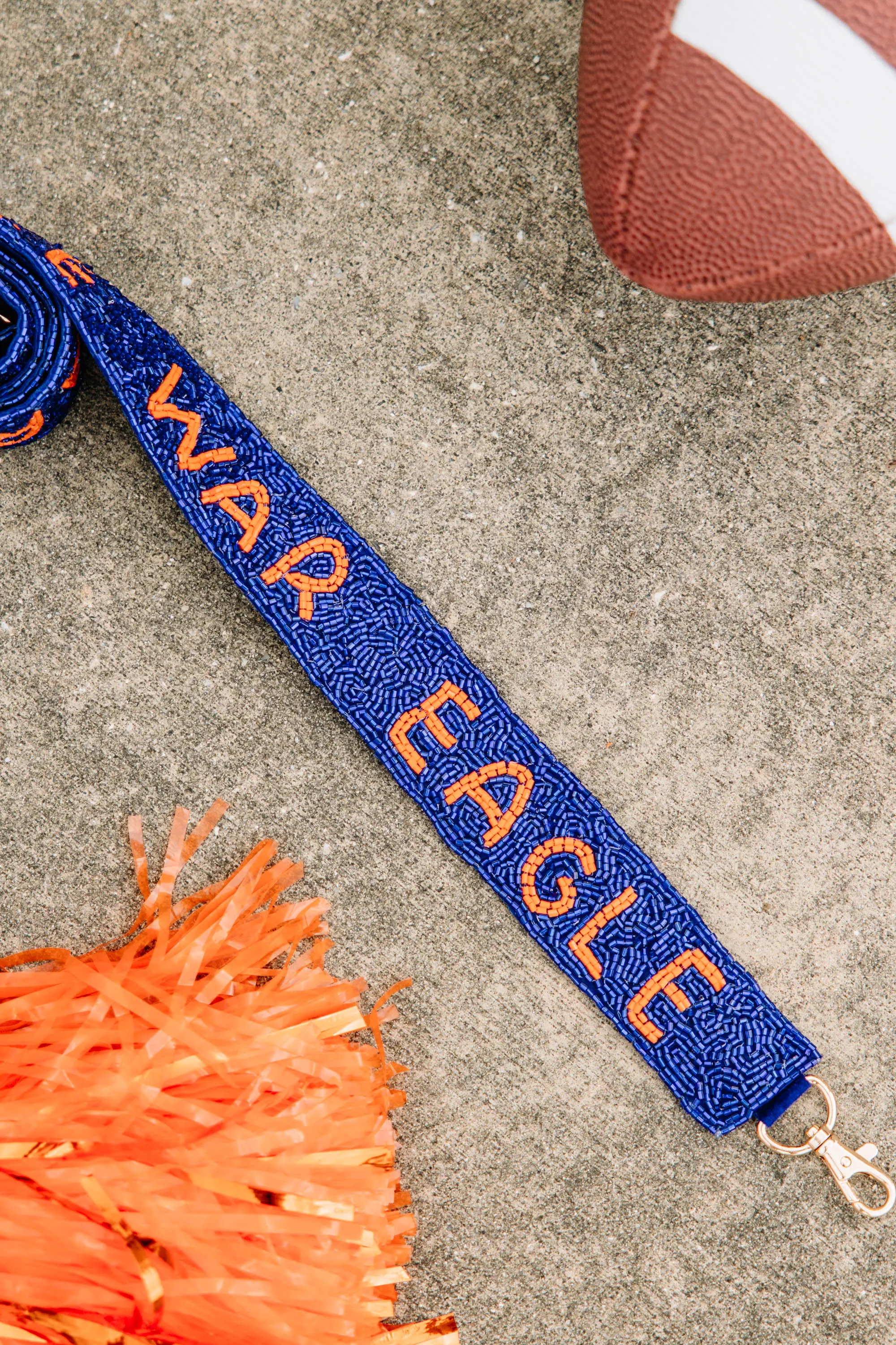 Treasure Jewels: Gameday Navy & Orange Beaded Purse Strap | Shop Now