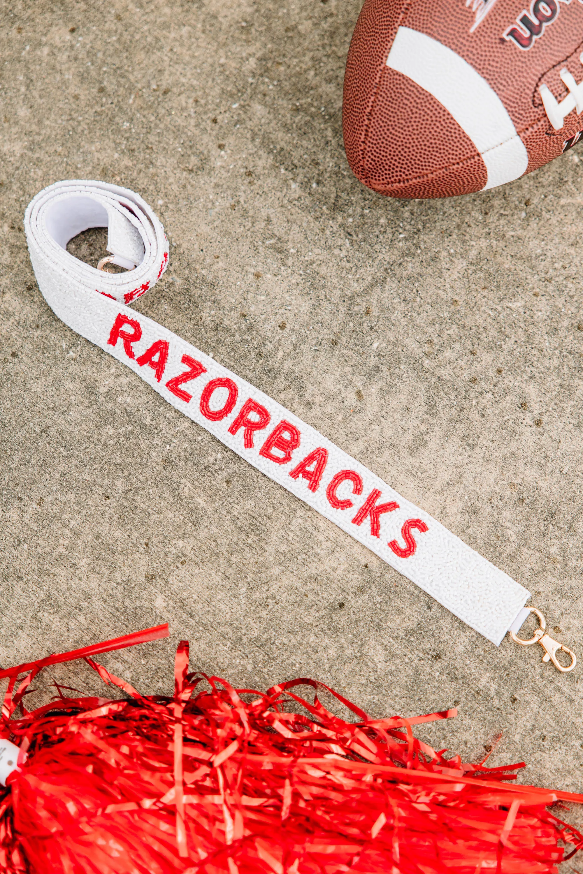 Treasure Jewels: Gameday White and Cardinal Red Beaded Purse Strap