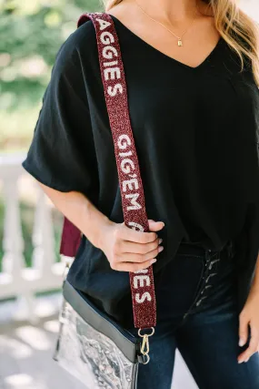 Treasure Jewels: Maroon Beaded Purse Strap for Game Day