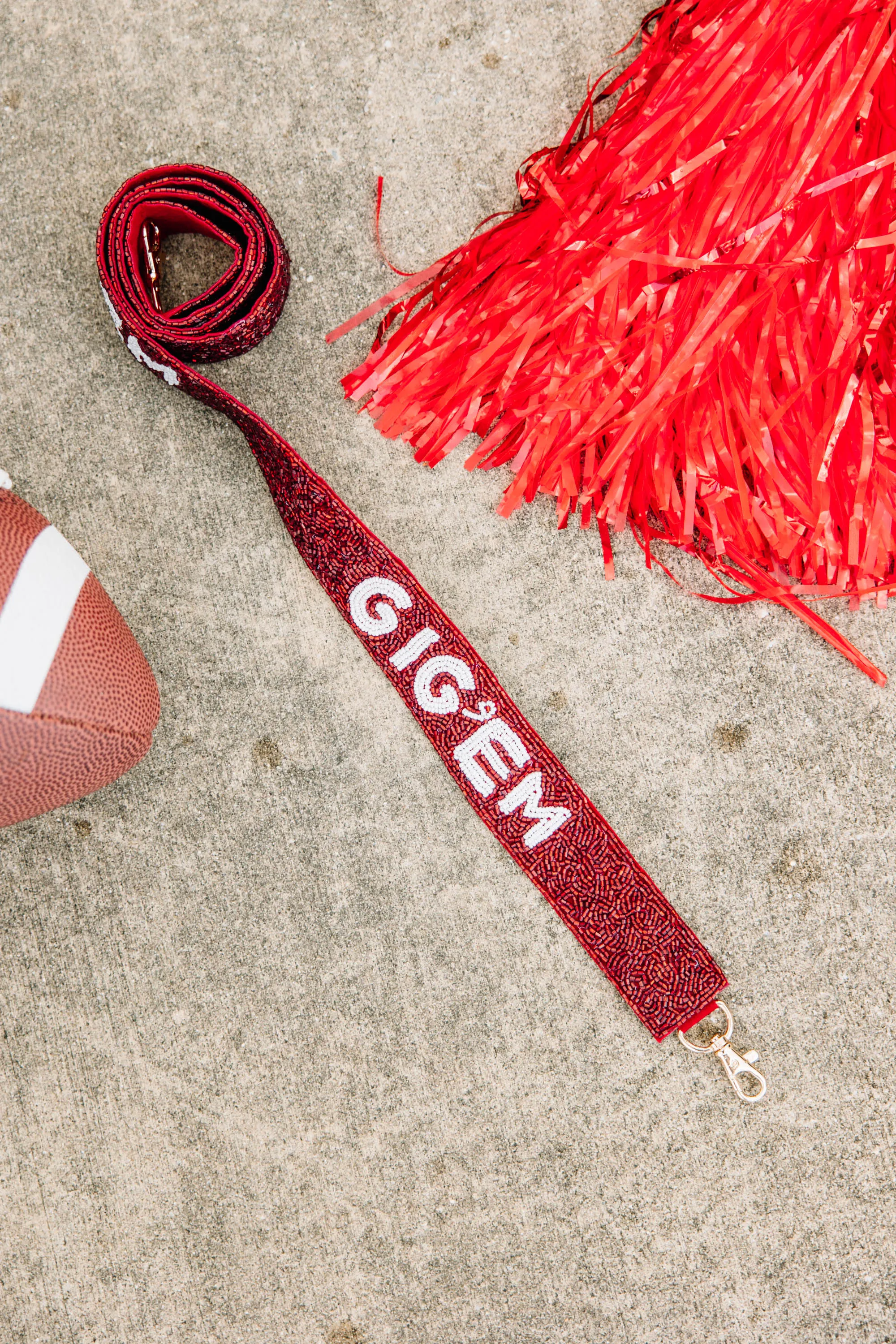 Treasure Jewels: Maroon Beaded Purse Strap for Game Day