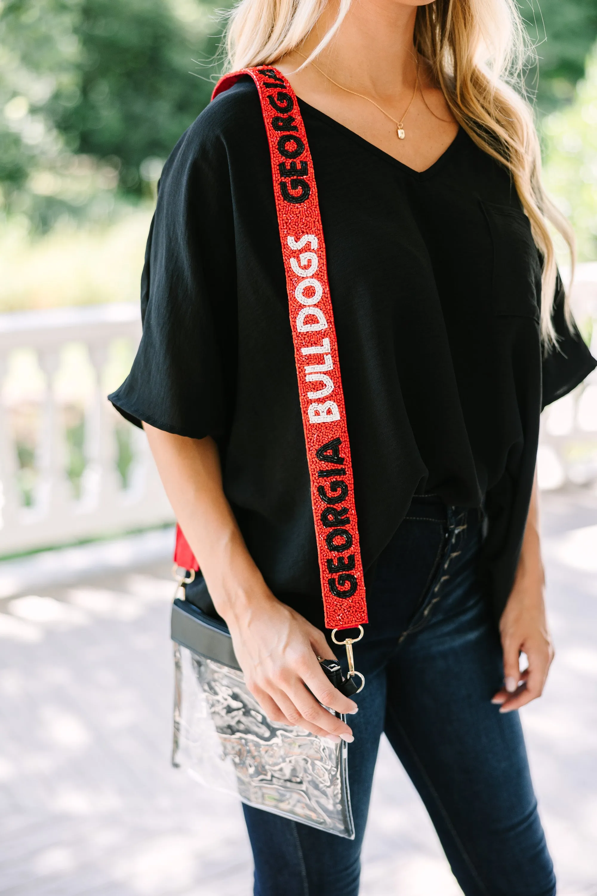 Treasure Jewels: Red Beaded Purse Strap for Gameday