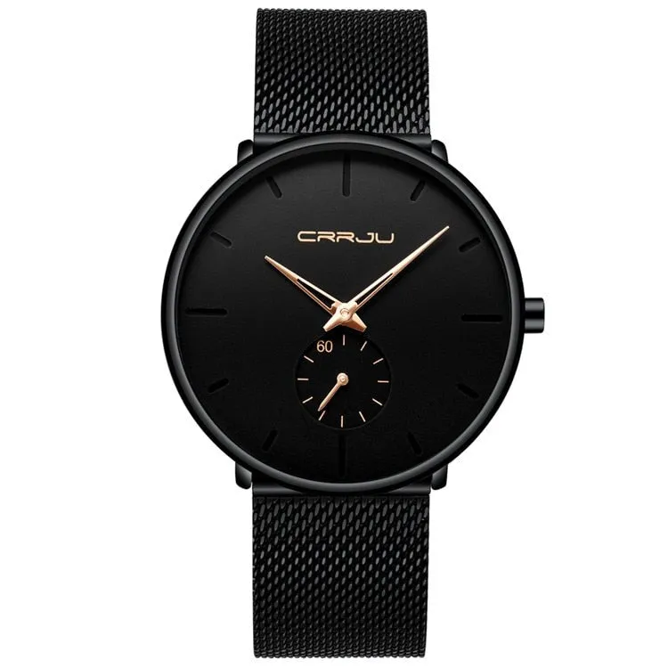 Ultra Thin Creative Black Stainless steel Quartz Watches