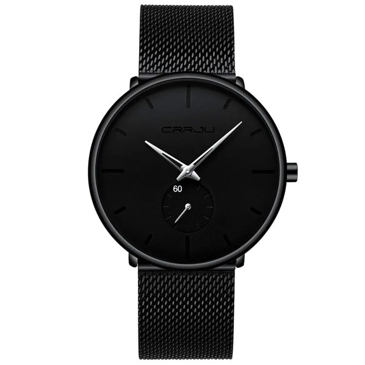 Ultra Thin Creative Black Stainless steel Quartz Watches