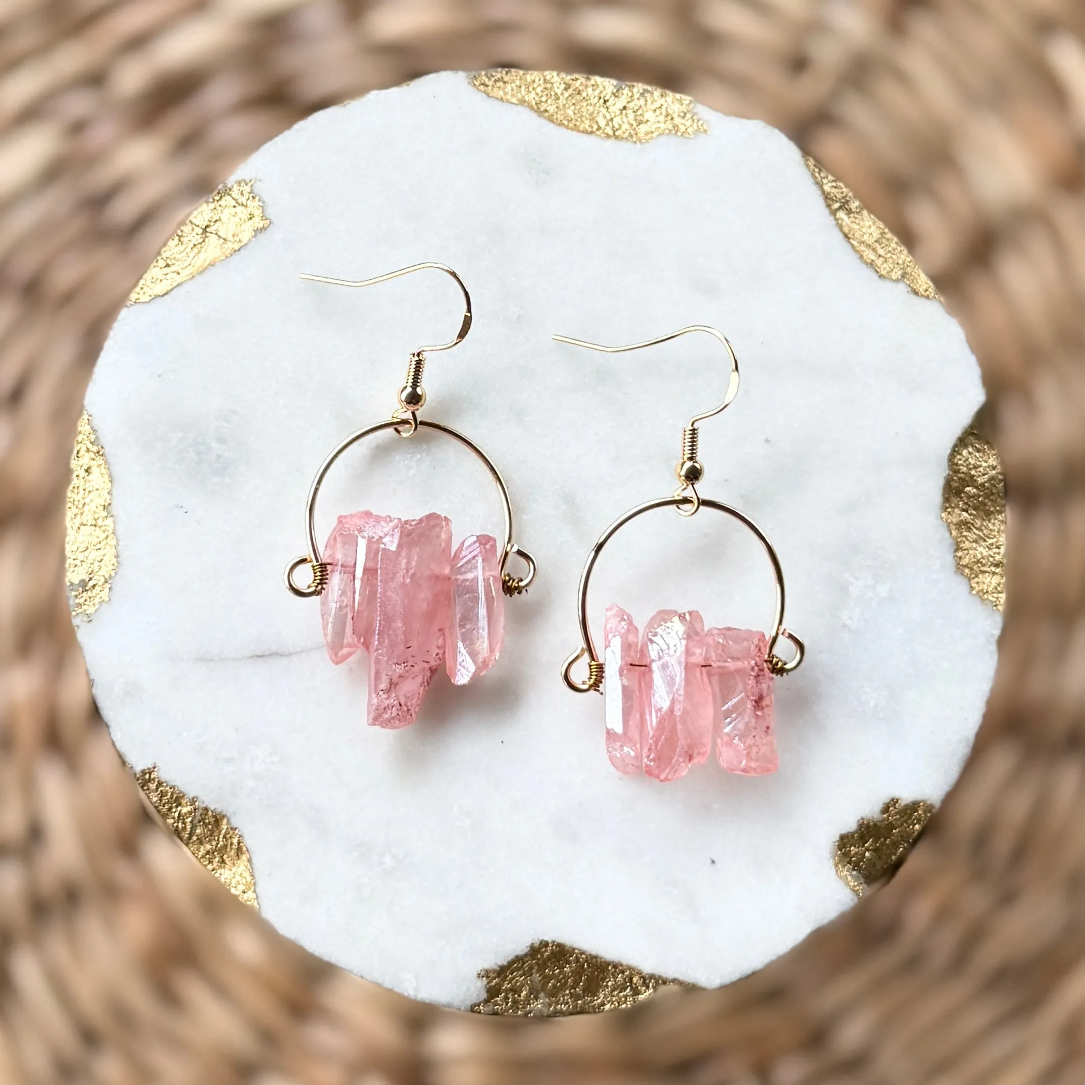 VIBES - quartz hoops - PINK