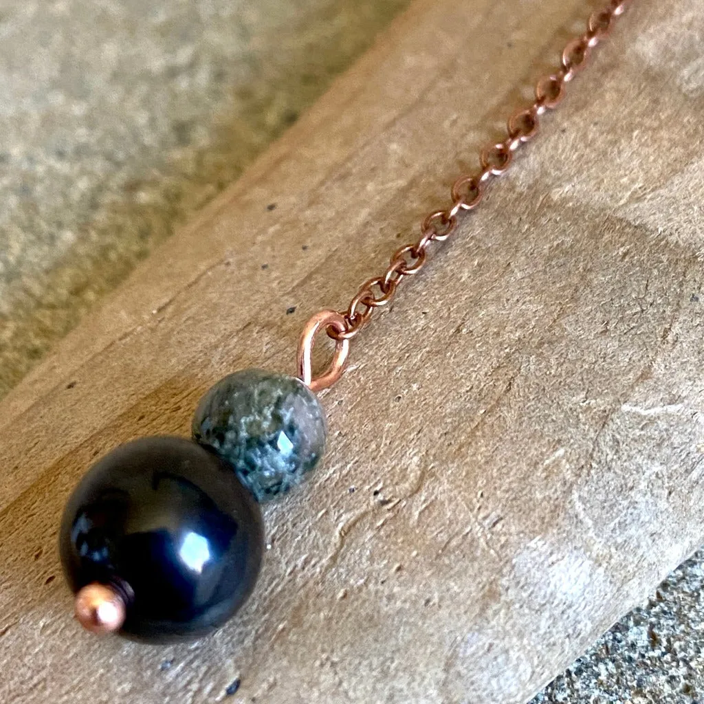 Watermelon Tourmaline Crystal Pendulum with Shungite, Brass, & Copper