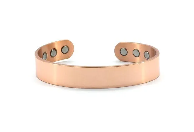 Wide Plain Copper Magnetic Bangle with Six Magnets