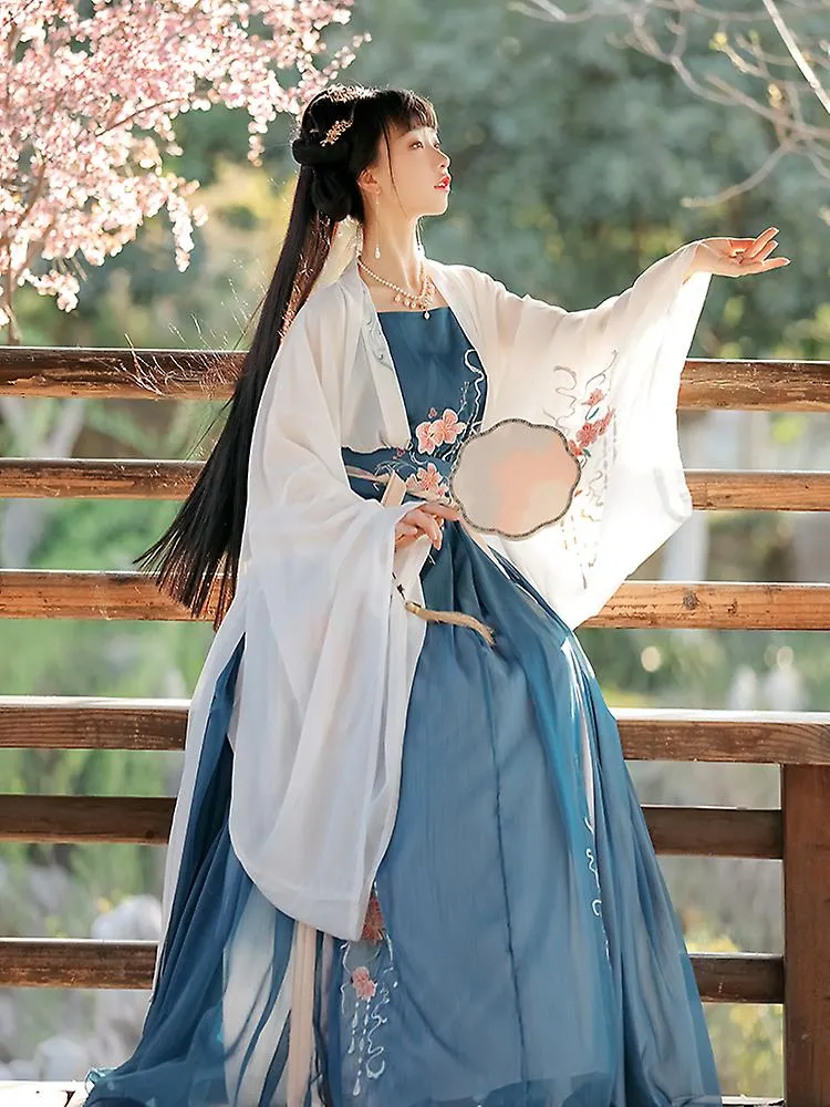 Women Chinese Traditional Hanfu Costume Lady Han Dynasty Dress Embroidery Wei Jin Dynasty Princess Folk Dance Clothing