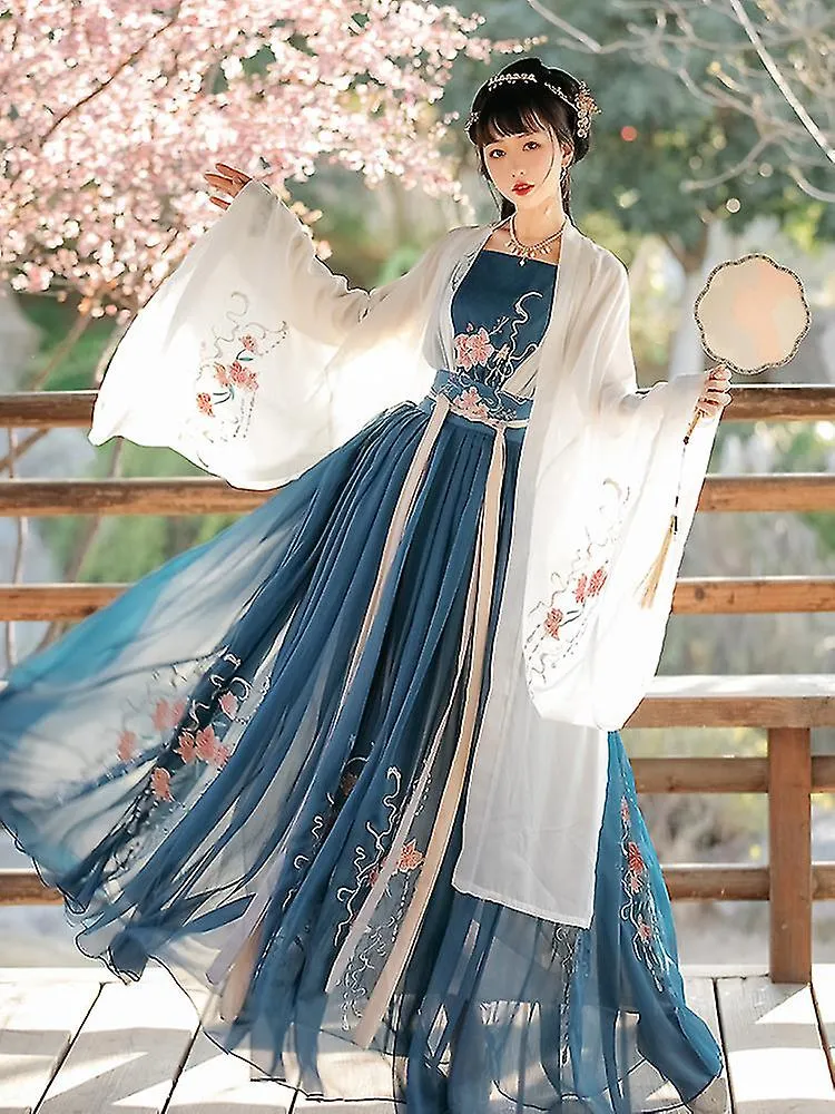 Women Chinese Traditional Hanfu Costume Lady Han Dynasty Dress Embroidery Wei Jin Dynasty Princess Folk Dance Clothing