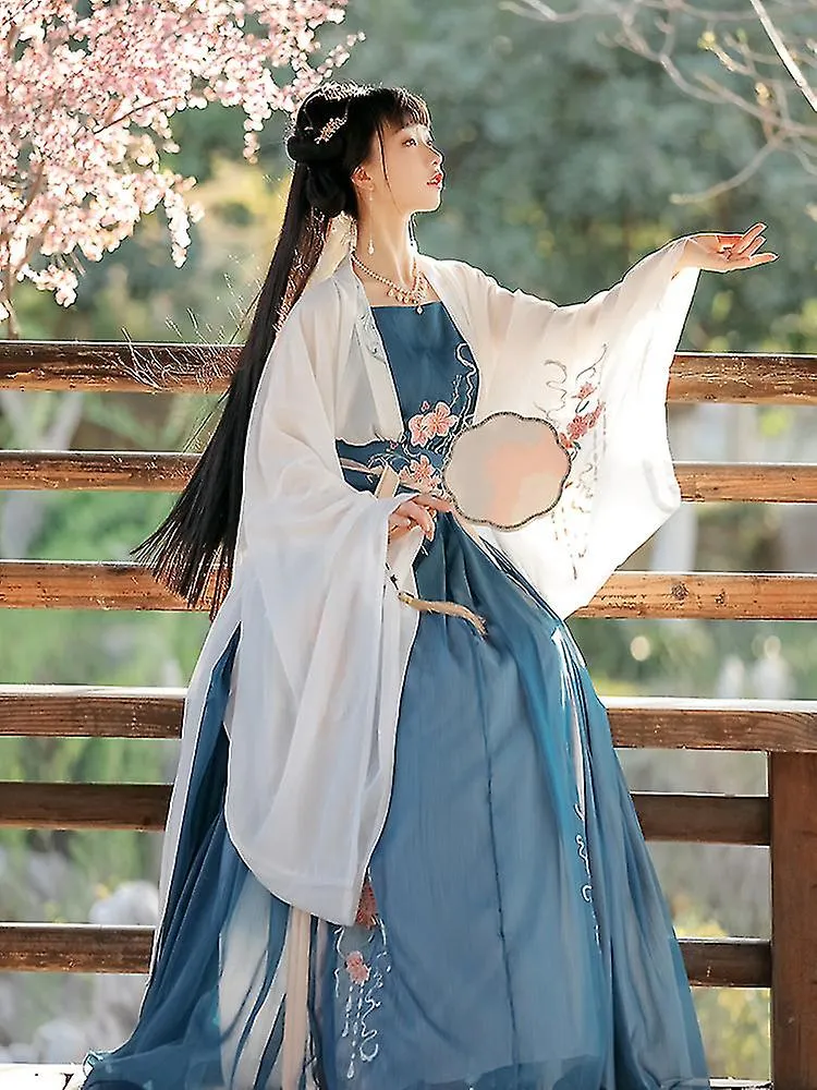 Women Chinese Traditional Hanfu Costume Lady Han Dynasty Dress Embroidery Wei Jin Dynasty Princess Folk Dance Clothing