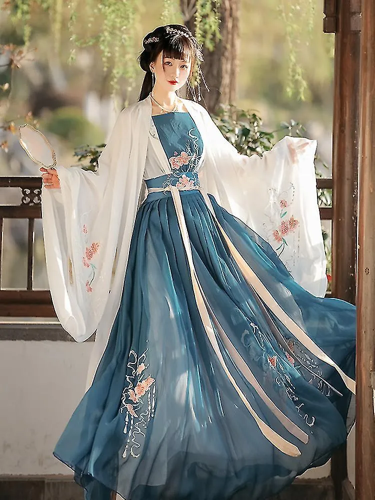 Women Chinese Traditional Hanfu Costume Lady Han Dynasty Dress Embroidery Wei Jin Dynasty Princess Folk Dance Clothing