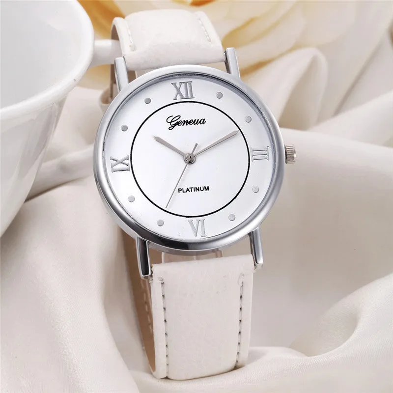 Women Watch Geneva Leather Band Analog Quartz Watch Dress Watches Wristwatch Relogio Feminino Feida